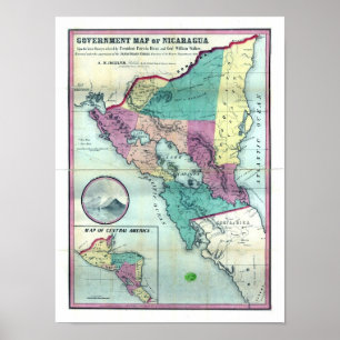 1856 Government Map of Nicaragua door A.H. Jocelyn Poster