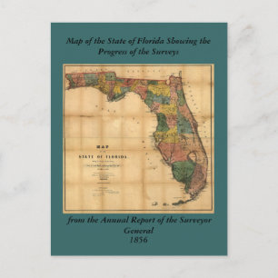 1856 Kaart van de staat Florida door Columbus Drew