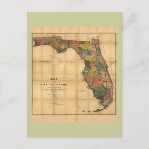 1856 Kaart van de staat Florida door Columbus Drew