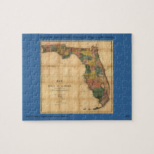 1856 Kaart van de staat Florida door Columbus Drew Legpuzzel