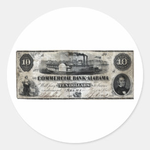 1858 Alabama Tien dollar Ronde Sticker