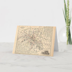 1858 Kaart: Itineraire des Omnibus dans Paris Fran Kaart