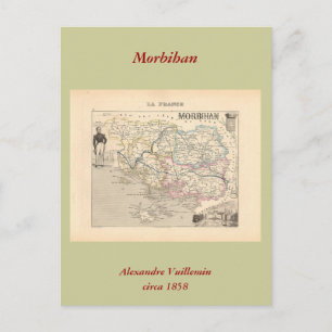 1858 kaart van de Afdeling van Morbihan, Frankrijk
