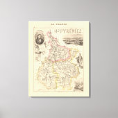 1858 Map of Hautes Pyrenees Department, France Pos Canvas Afdruk (Voorkant)