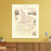 1858 Map of Hautes Pyrenees Department, France Pos Canvas Afdruk (Insitu (Woonkamer))