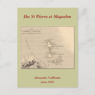 1858 Map of Iles Saint Pierre et Miquelon, Frankri Briefkaart