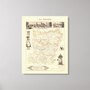 1858 Map of Mayenne Department, France Poster Canvas Afdruk