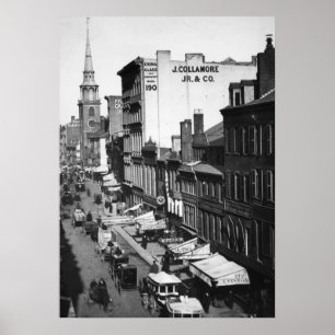 1859: Verkeer en winkels in Washington Street Poster