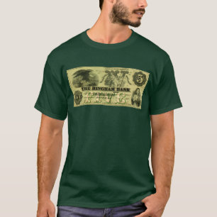 1860 Hingham Massachusetts 5 dollar biljet T-shirt