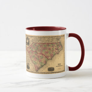 1861 North Carolina en South Carolina Map Mok