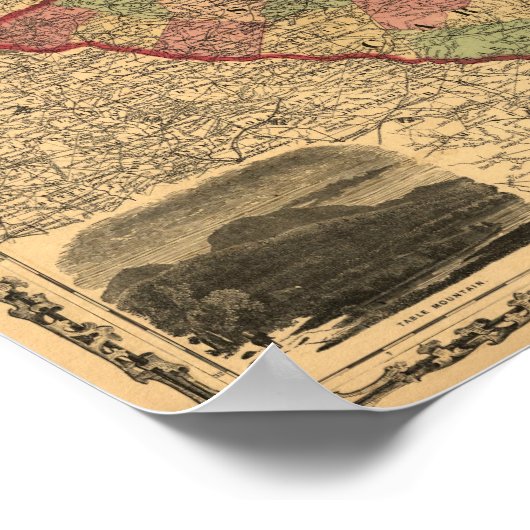 1861 North Carolina en South Carolina Map Poster (Hoek)