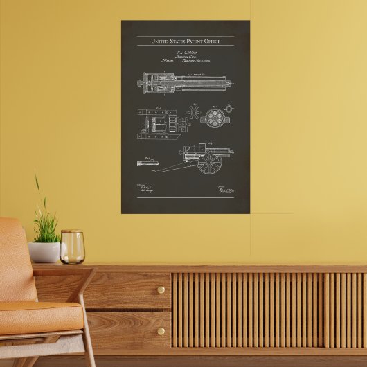 1862 US 36836 - Gatling Pistool Poster (Woonkamer 2)