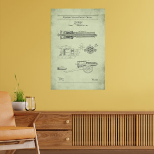 1862 US Patent 36836 - Gatling Pistool Poster