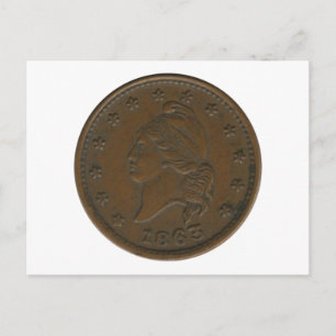 1863 Civil War Token Briefkaart
