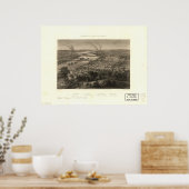 1863 Richmond, VA Bird's Eye Uitzicht Panoramic Ma Poster (Keuken)