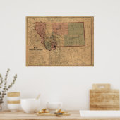 1865 Kaart van Montana Poster (Keuken)