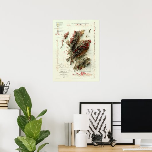 1865 Scotland Geological Map digitally rendering Poster (Thuiskantoor)