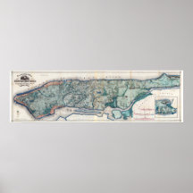 1865.Topografische kaart van de stad New York