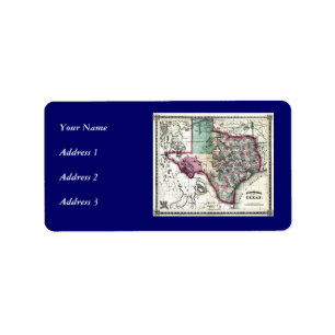 1866 Antiquarian Map of Texas door Schönberg & Co. Etiket