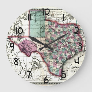 1866 Antiquarian Map of Texas door Schönberg & Co. Grote Klok