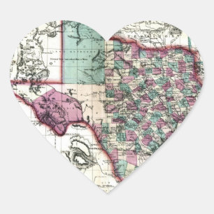 1866 Antiquarian Map of Texas door Schönberg & Co. Hart Sticker