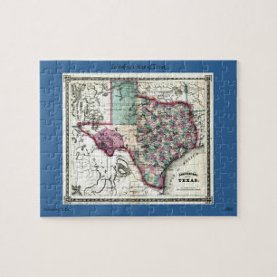 1866 Antiquarian Map of Texas door Schönberg & Co Legpuzzel