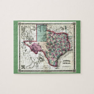 1866 Antiquarian Map of Texas door Schönberg & Co Legpuzzel