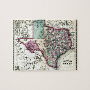 1866 Antiquarian Map of Texas door Schönberg & Co Legpuzzel