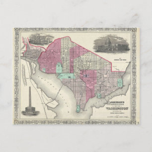 1866 Kaart Johnson van Washington D.C.