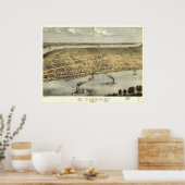 1867 Caïro, IL Vogelmoes Eye Uitzicht Panorama Poster (Keuken)