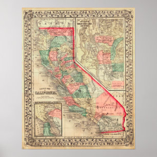 1867 Kaart, Californië, Poster