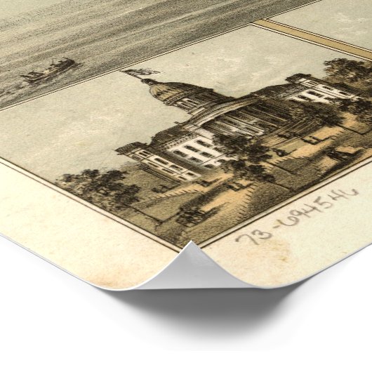 1867 Madison, WI Birds Eye Uitzicht Panoramic Map Poster (Hoek)