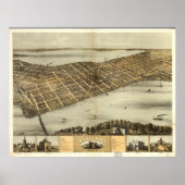 1867 Madison, WI Birds Eye Uitzicht Panoramic Map Poster (Voorkant)