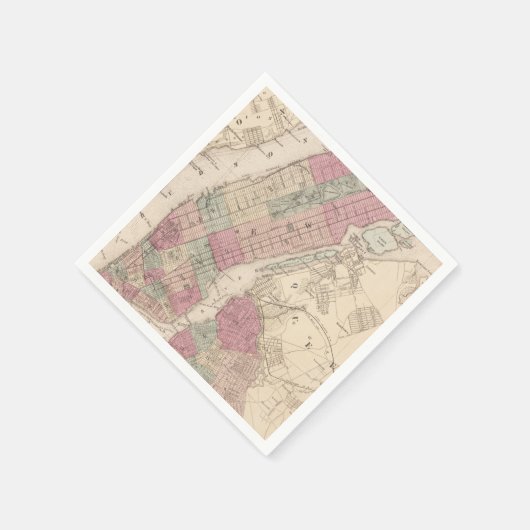 1868 Map of New York and Brooklyn Servetten (Hoek)