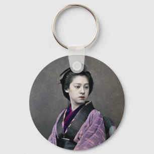 1870 Mooie Japanse vrouw Sleutelhanger