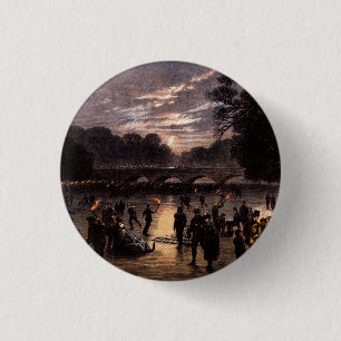 1870 Schaatsen in Londen Ronde Button 3,2 Cm