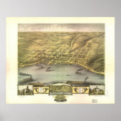 1870 Stillwater, MN Birds Eye Uitzicht Panorama Poster (Voorkant)