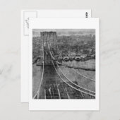 1870s New York City Brooklyn Bridge Construction Briefkaart (Voorkant / Achterkant)