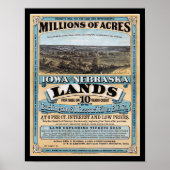 1872 Iowa Nebraska Land Sale Poster (Voorkant)