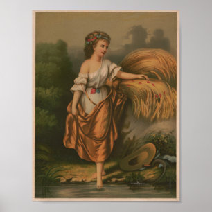 1873 Bloem van het veld vintage portretprint Poster