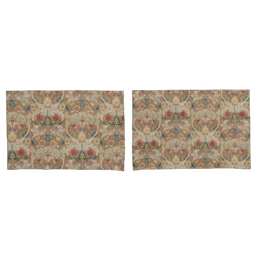 1875  William Morris Floral Embroidery Kussensloop (Voorkant-Set)