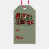 1876 Merry Christmas Green Cadeaulabel (Voorkant)