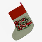 1876 Merry Christmas Green Grote Kerstsok (Achterkant (Hangend))