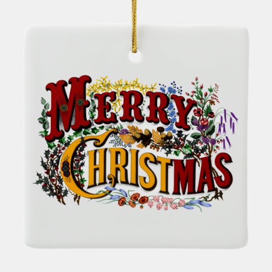 1876 Vrolijk Kerstfeest Dubbelzijdig Keramisch Ornament (Achterkant)