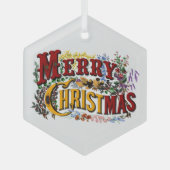 1876 Vrolijk kerstfeest Glas Ornament (Voorkant)