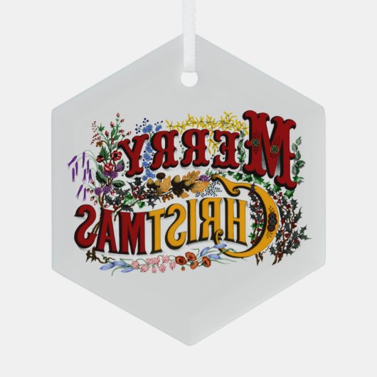 1876 Vrolijk kerstfeest Glas Ornament (Achterkant)