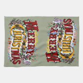 1876 Vrolijk kerstfeest Theedoek (Horizontaal)