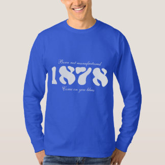 1878 blauw, met lange mouwen bovenaan t-shirt