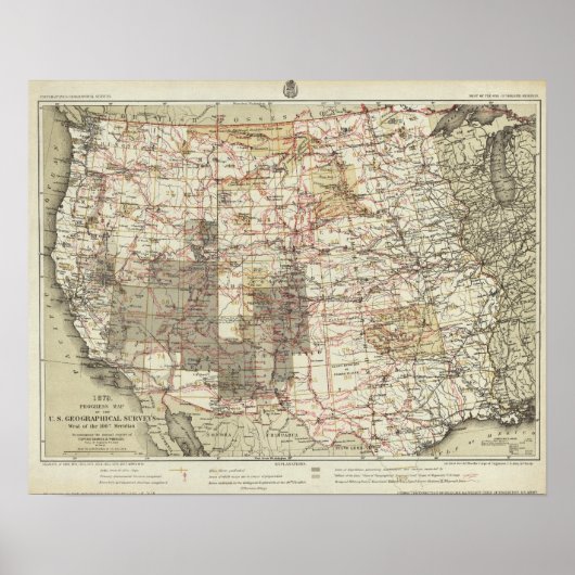 1878 Progress Map of The US Geographical Surveys Poster (Voorkant)