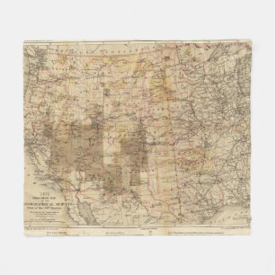 1878 Voortgangskaart van de Amerikaanse geografisc Fleece Deken